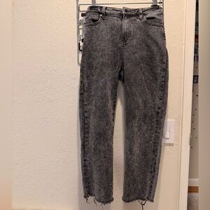 Kendall & Kylie High Rise Acid Washed Grey Black Boyfriend Jeans Stretch Ankle